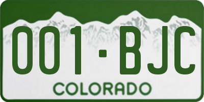 CO license plate 001BJC