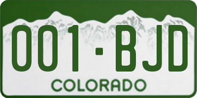 CO license plate 001BJD