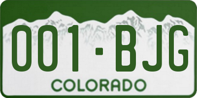 CO license plate 001BJG