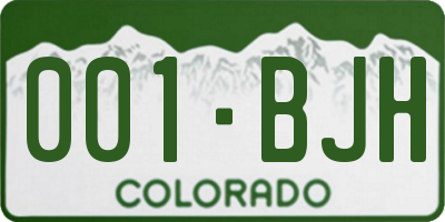 CO license plate 001BJH