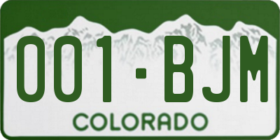 CO license plate 001BJM