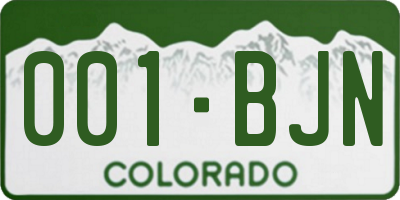 CO license plate 001BJN