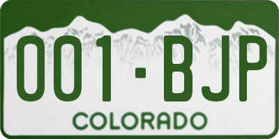 CO license plate 001BJP