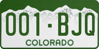 CO license plate 001BJQ