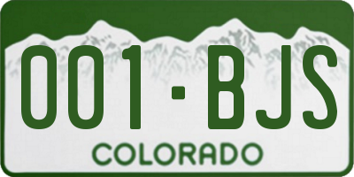 CO license plate 001BJS