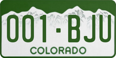 CO license plate 001BJU