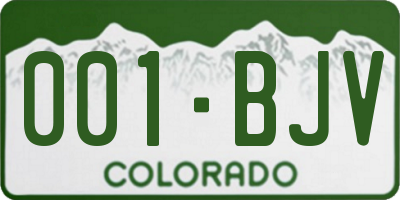 CO license plate 001BJV