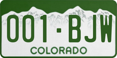 CO license plate 001BJW