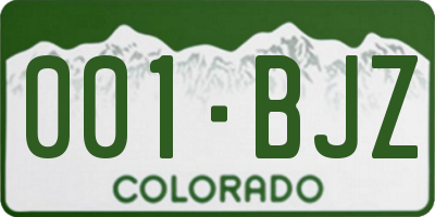 CO license plate 001BJZ