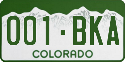 CO license plate 001BKA