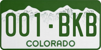 CO license plate 001BKB