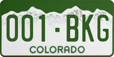 CO license plate 001BKG