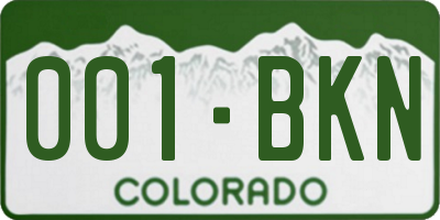 CO license plate 001BKN