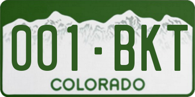 CO license plate 001BKT