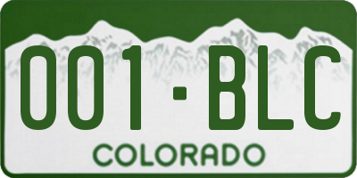 CO license plate 001BLC