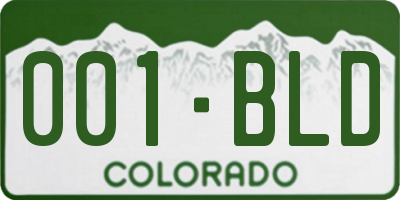 CO license plate 001BLD