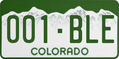 CO license plate 001BLE