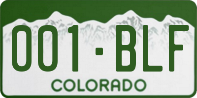 CO license plate 001BLF