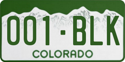 CO license plate 001BLK