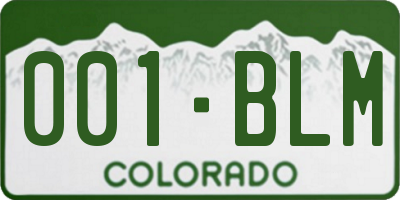 CO license plate 001BLM