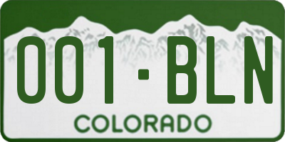 CO license plate 001BLN