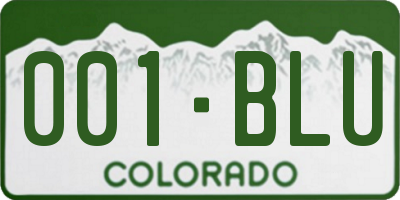 CO license plate 001BLU