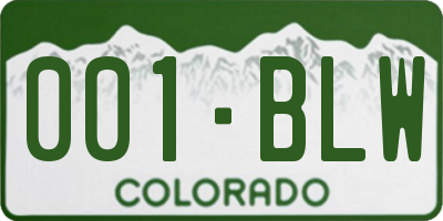 CO license plate 001BLW