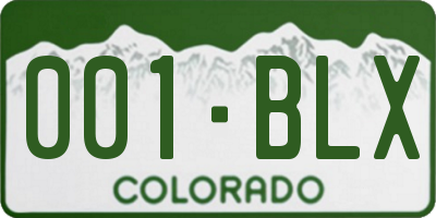 CO license plate 001BLX