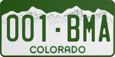 CO license plate 001BMA