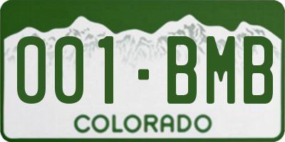 CO license plate 001BMB