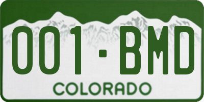 CO license plate 001BMD