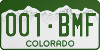 CO license plate 001BMF
