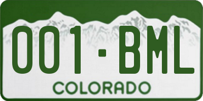 CO license plate 001BML