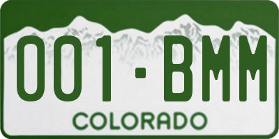 CO license plate 001BMM