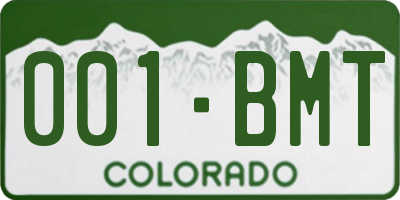CO license plate 001BMT