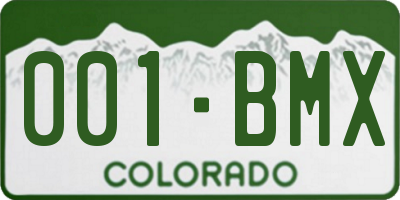 CO license plate 001BMX