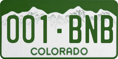 CO license plate 001BNB