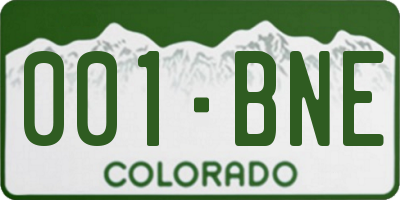 CO license plate 001BNE