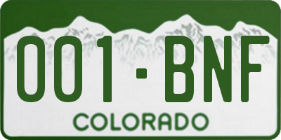 CO license plate 001BNF