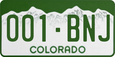 CO license plate 001BNJ