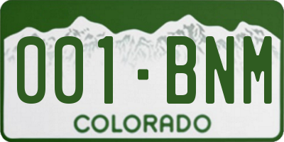 CO license plate 001BNM