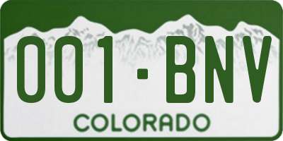 CO license plate 001BNV