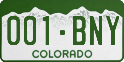 CO license plate 001BNY