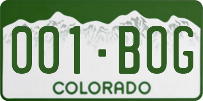 CO license plate 001BOG