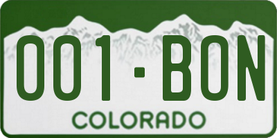 CO license plate 001BON