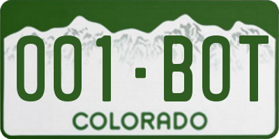 CO license plate 001BOT