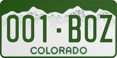 CO license plate 001BOZ