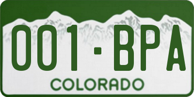 CO license plate 001BPA