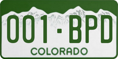 CO license plate 001BPD