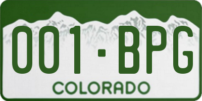 CO license plate 001BPG